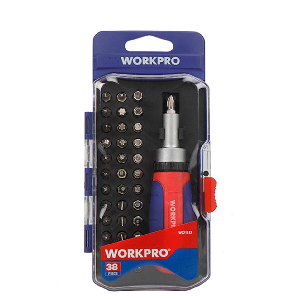 WORKPRO WP200517 38 Parça Profesyonel CR-V Cırcırlı Bits Tornavida Seti