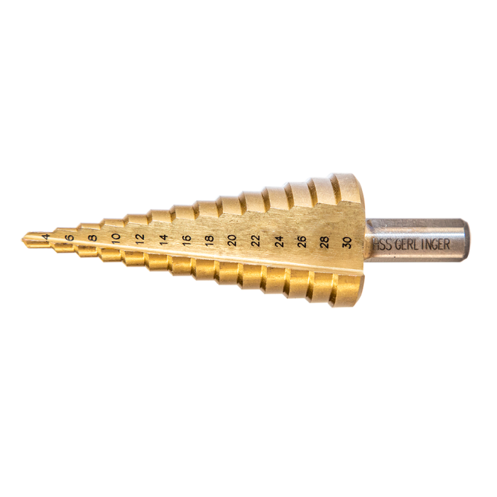 4 - 30 mm Titanyum Kaplı Düz Kanallı Hss Kademeli Matkap Ucu GERKMUT430
