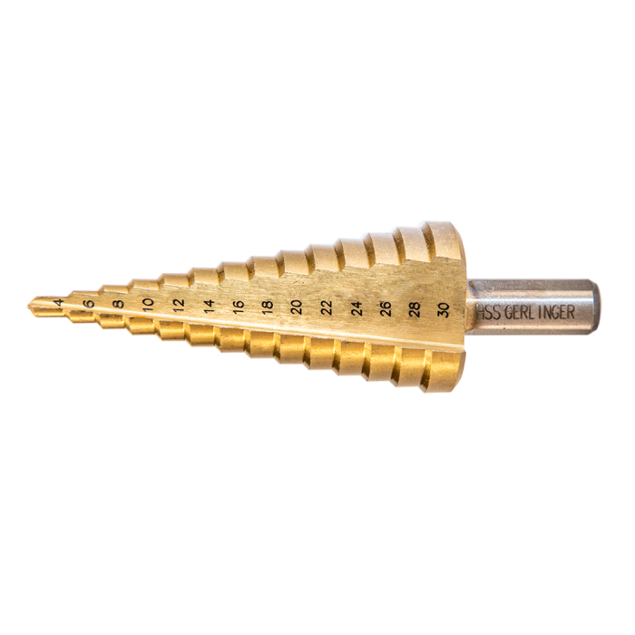 4 - 30 mm Titanyum Kaplı Düz Kanallı Hss Kademeli Matkap Ucu GERKMUT430