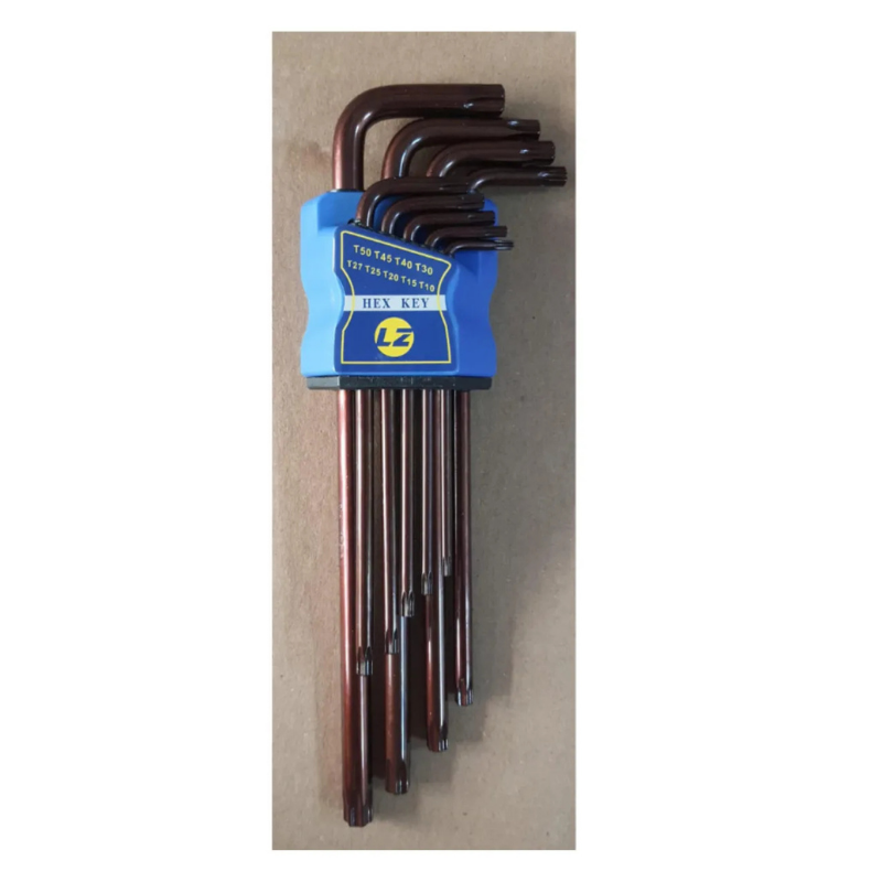 9 Parça Delikli Torx L Allen Seti Uzun Boy T10 - T15 - T20 - T25 - T27 - T30 - T40 - T45 - T50