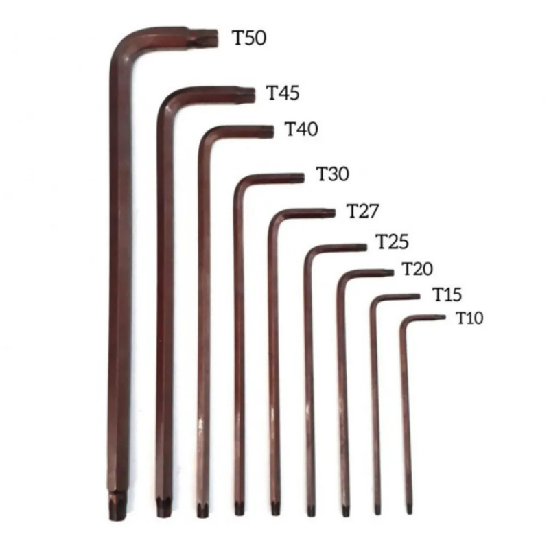 9 Parça Delikli Torx L Allen Seti Uzun Boy T10 - T15 - T20 - T25 - T27 - T30 - T40 - T45 - T50