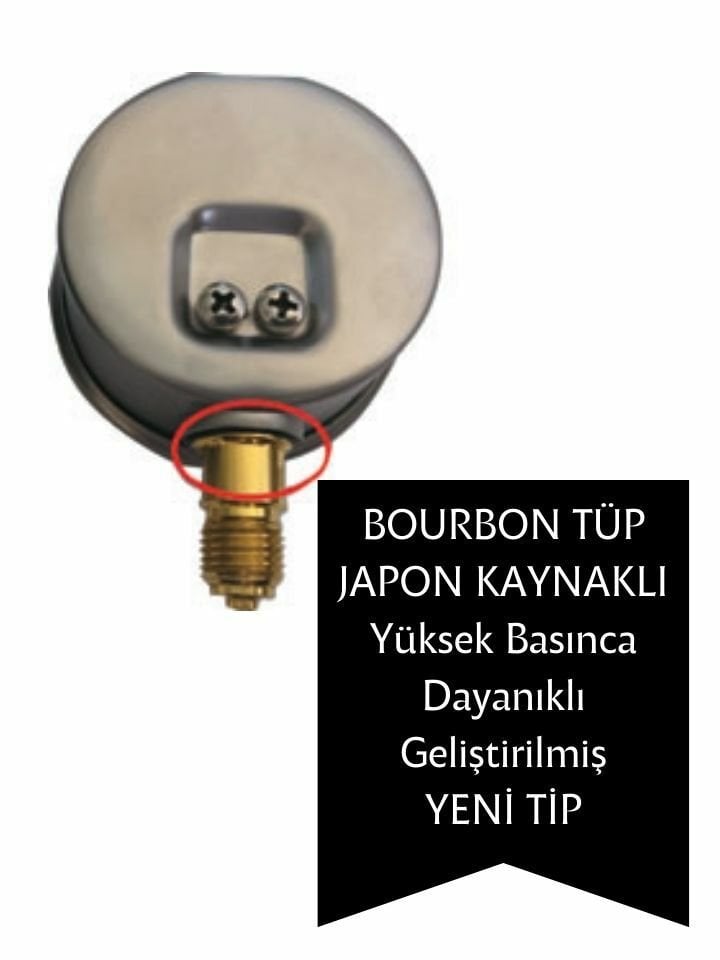400 Bar Bourbon Tüp Japon Kaynaklı Alttan Çıkışlı Manometre MIGPJ10400B