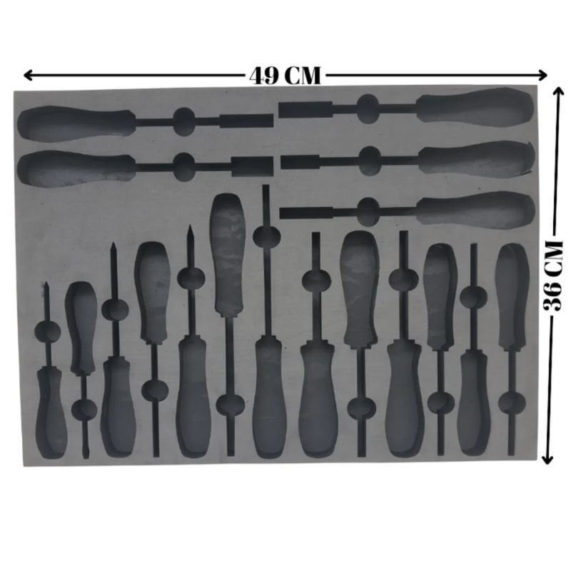 RİCO Tornavida Takımları Uyumlu EVA Sünger Organizer (Düz - Yıldız - Torx - Lokma Tornavida Uyumlu) VCEVA3