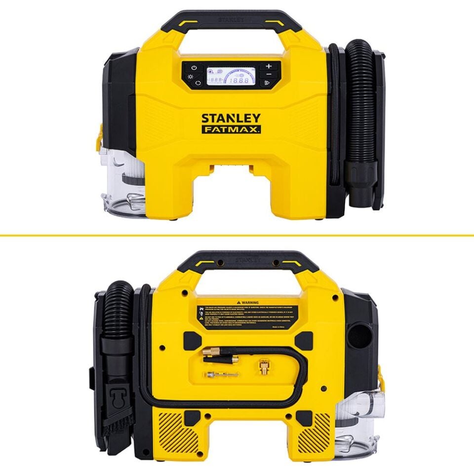 STANLEY SXVI02001 12V/18V 160 PSI Dijital Göstergeli Lastik&Yatak Şişirme+Araç Süpürgesi (Akü Dahil Değildir) SXVI02001