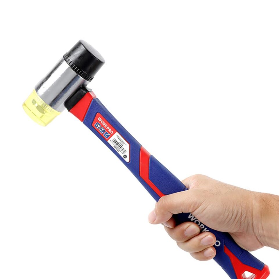 WORKPRO WP241036 40mm Fiberglas Saplı Çift Başlı Hassas Lastik Çekiç