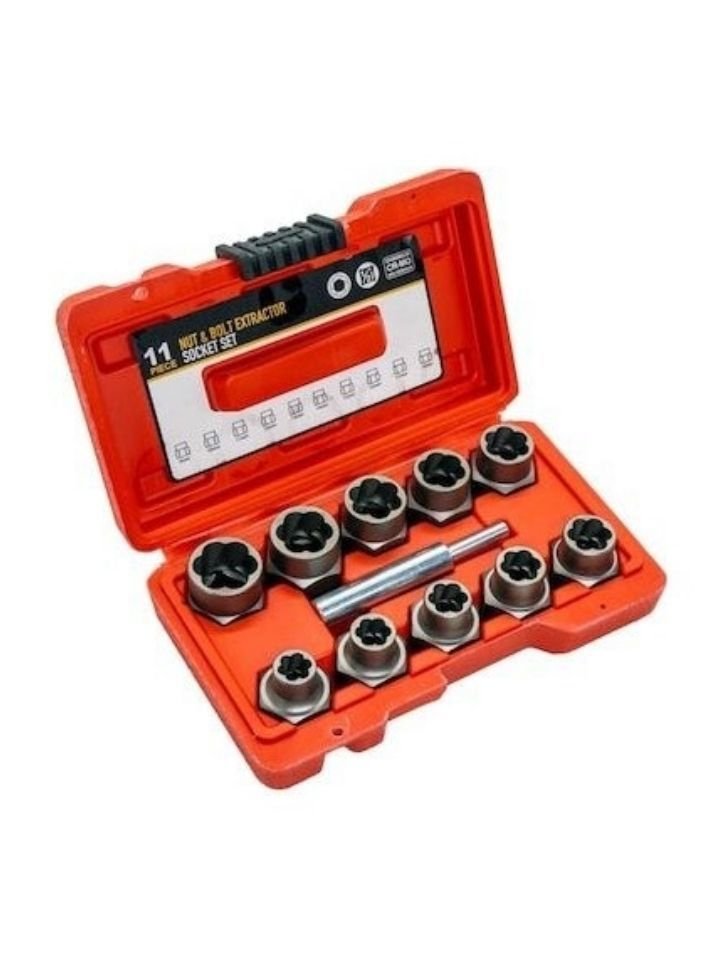 11 Parça Yıpranmış Cıvata Bozuk Somun Sökme Lokma Seti 1/2'' VKTCBS11