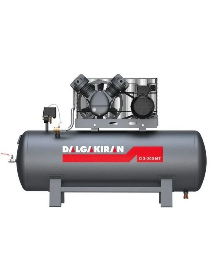 200 Litre Çift Pistonlu Hava Kompresörü 8 Bar 2 Kafa 3Hp/2.2kW D3-200 32000465