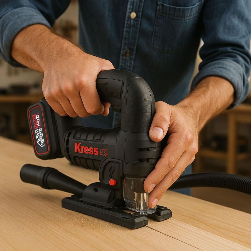 Kress KUE26 20Volt 4.0Ah Li-ion Çift Akülü Profesyonel Kömürsüz Devir Ayarlı Şarjlı Dekupaj Testere