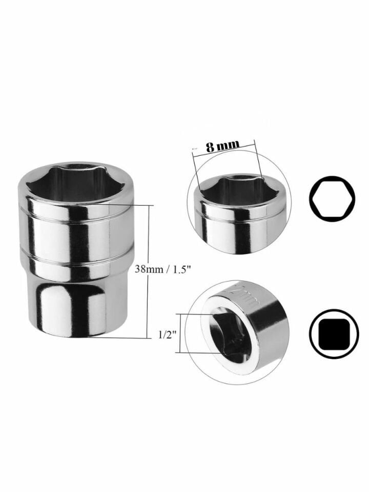 8 mm Altı Köşe Kısa Lokma 1/2'' NCL1208