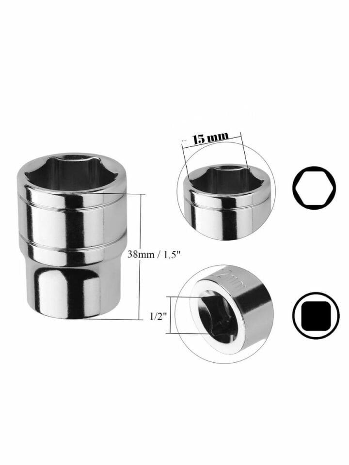 15 mm Altı Köşe Kısa Lokma 1/2'' NCL1215