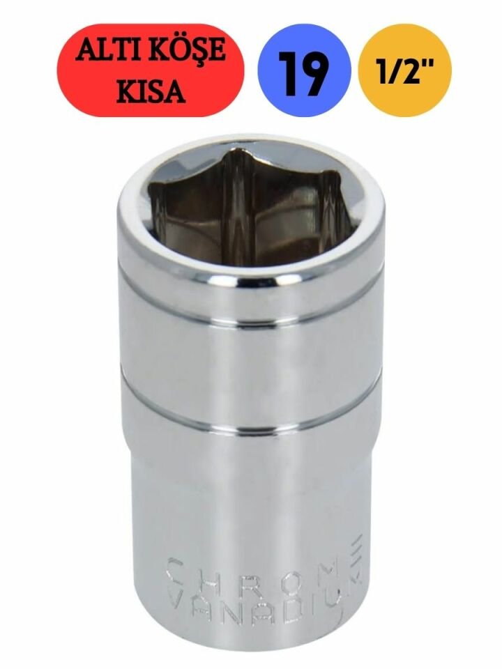 19 mm Altı Köşe Kısa Lokma 1/2'' NCL1219