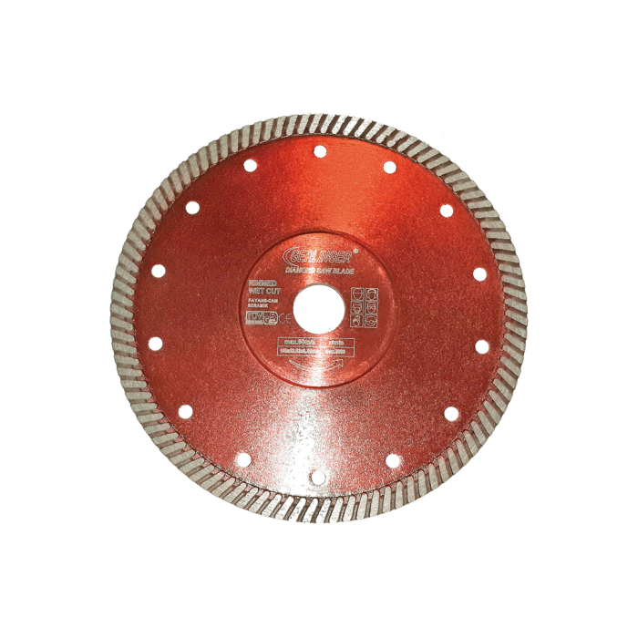 180 mm Turbo Çapaksız Kesim Elmas Daire Testere Granit, Kuvars, Seramik, Tuğla, Beton, Kum Taşı, Kiremit, Fayans GERETC180