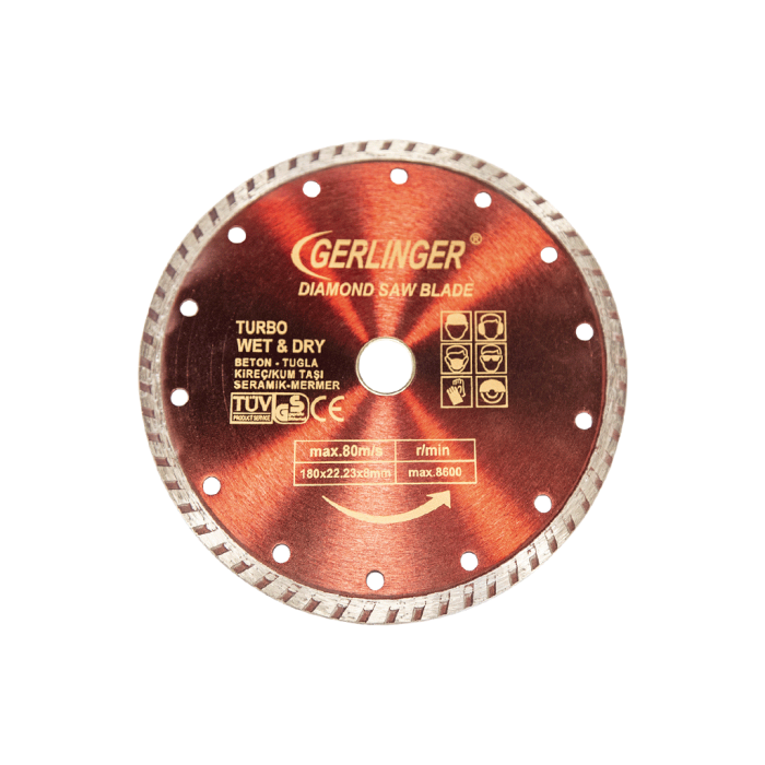 115 mm Turbo Elmas Daire Testere Granit, Mermer, Seramik, Tuğla, Beton, Duvar, Doğal Taş GERET11