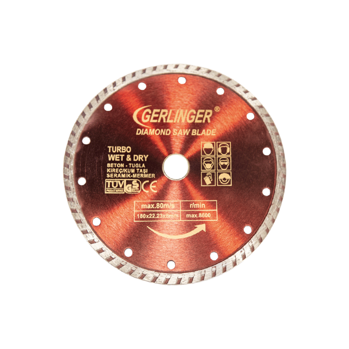 115 mm Turbo Elmas Daire Testere Granit, Mermer, Seramik, Tuğla, Beton, Duvar, Doğal Taş GERET11