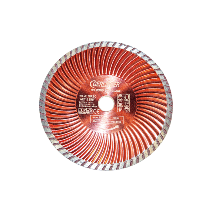 230 mm Turbo Kanallı Elmas Daire Testere Granit, Kuvars, Seramik, Tuğla, Beton, Kum Taşı, Mermer, Kiremit GEREDT23