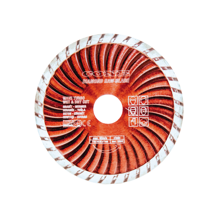 115 mm Turbo Kanallı Elmas Daire Testere Granit, Kuvars, Seramik, Tuğla, Beton, Kum Taşı, Mermer, Kiremit CNEDT11