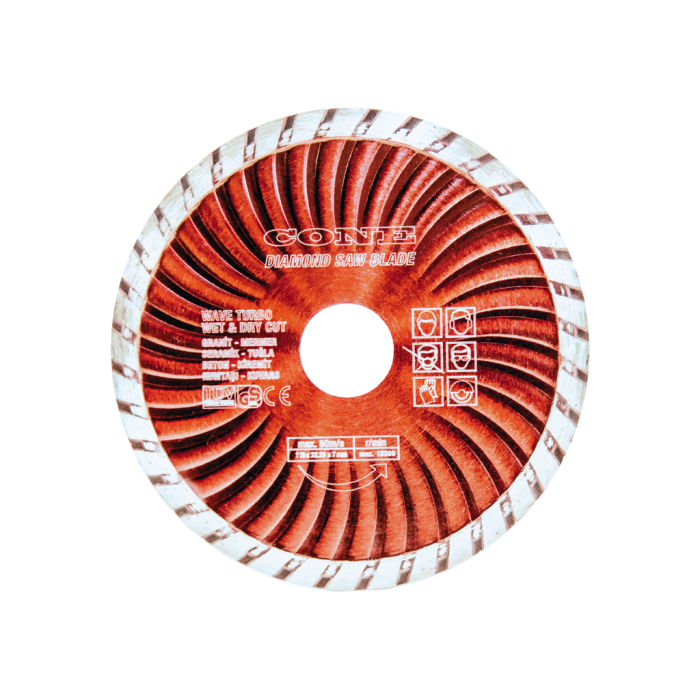 180 mm Turbo Kanallı Elmas Daire Testere Granit, Kuvars, Seramik, Tuğla, Beton, Kum Taşı, Mermer, Kiremit CNEDT18