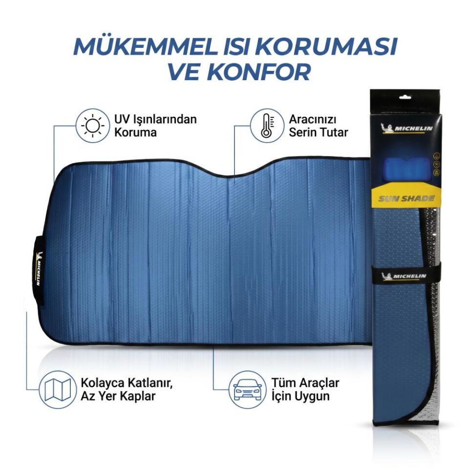 Michelin MC3000 130x70cm Universal Balonlu Premium Ön Cam Güneşliği