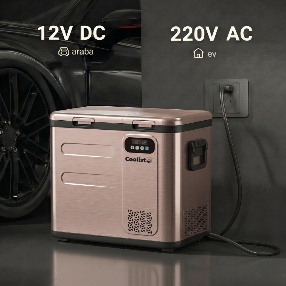 Coolist CLK50D 12/24V/220Volt 49 Litre Çift Bölmeli Outdoor Kompresörlü Bluetooth Bağlantılı Oto Buzdolabı