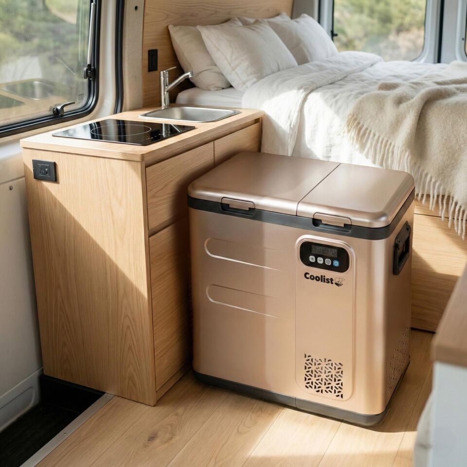 Coolist CLK60D 12/24V/220Volt 59 Litre Çift Bölmeli Outdoor Kompresörlü Bluetooth Bağlantılı Oto Buzdolabı