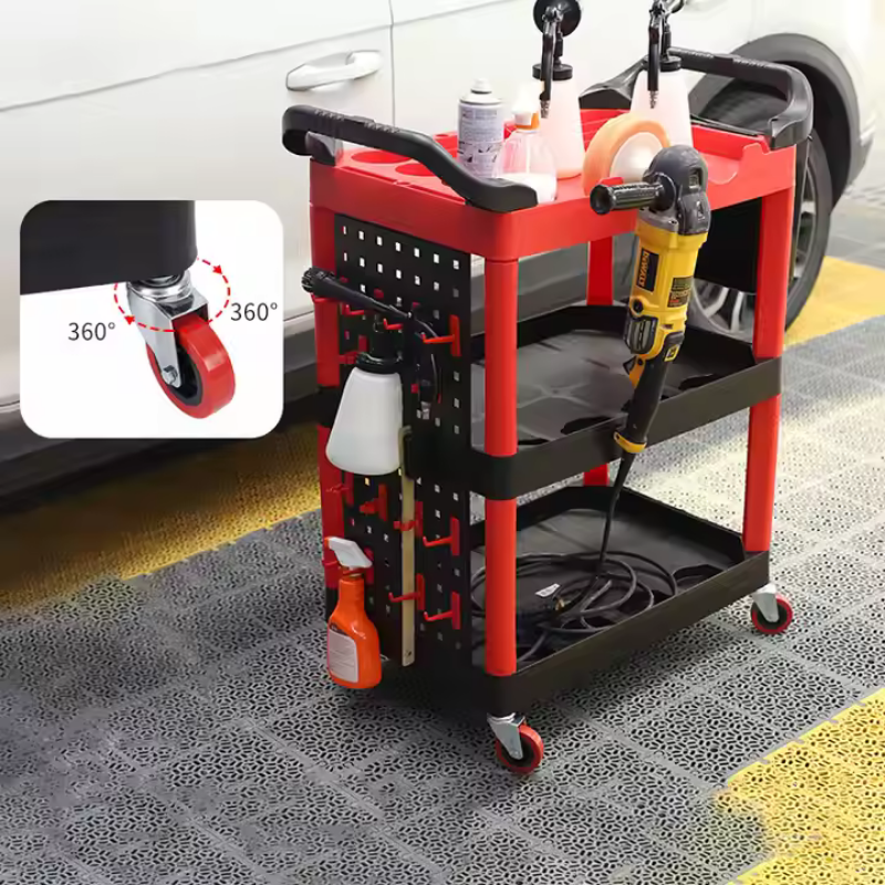3 Raflı Aksesuarlı Plastik Taşıma Arabası VKTC02A
