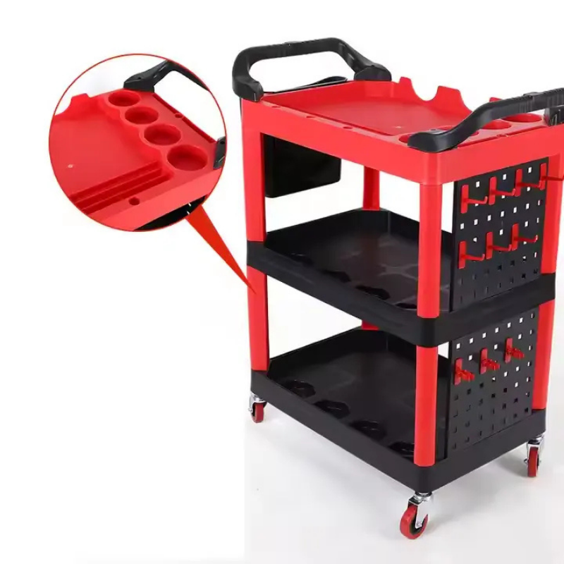 3 Raflı Aksesuarlı Plastik Taşıma Arabası VKTC02A