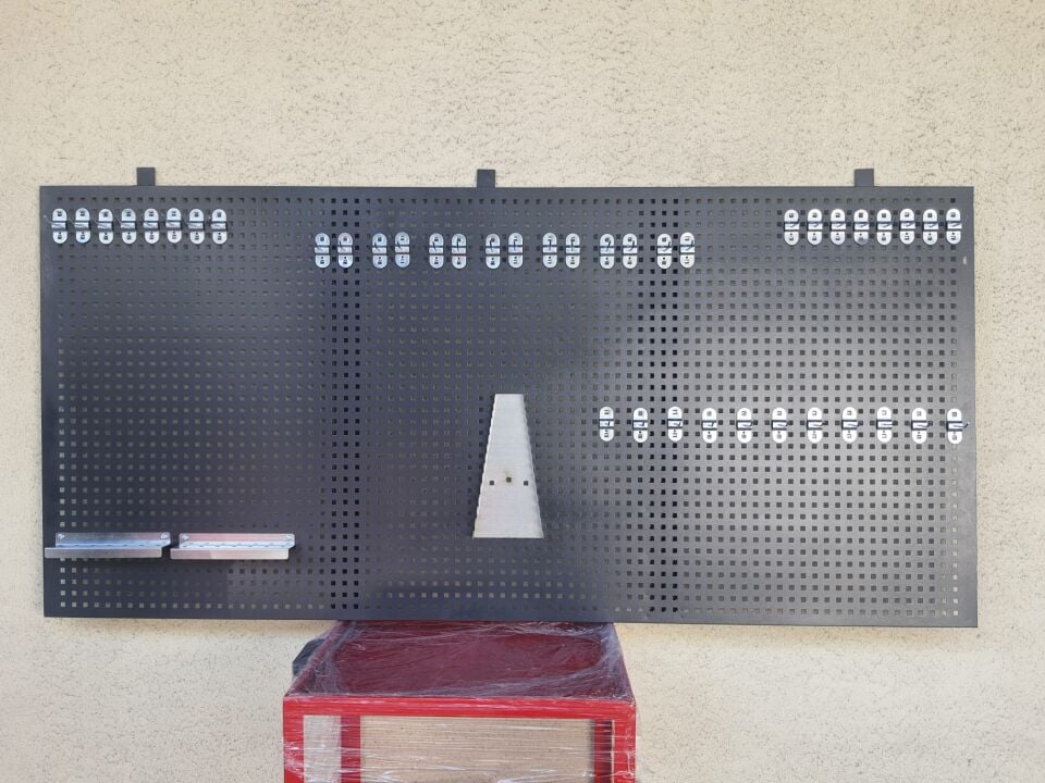 2 Metre Delikli Metal Takım Asma Panosu Antrasit Gri