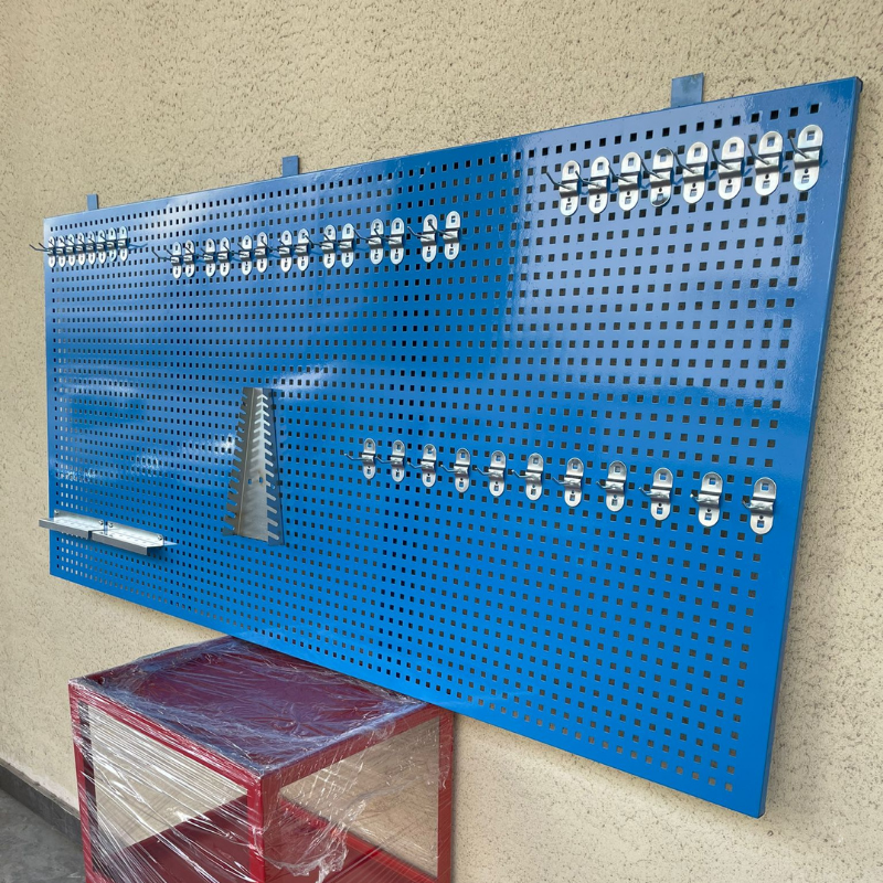 2 Metre Delikli Metal Takım Asma Panosu Mavi Renk