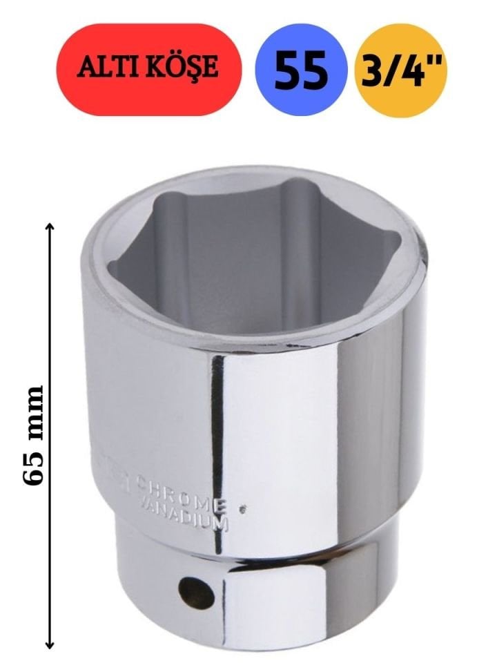 55 mm Altı Köşe Lokma 3/4'' NCL3455