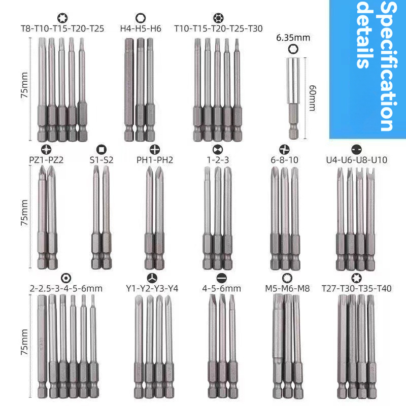 50 Parça Tornavida Ucu Seti Düz - Yıldız - Torx - Allen - Ribe - U Tipi