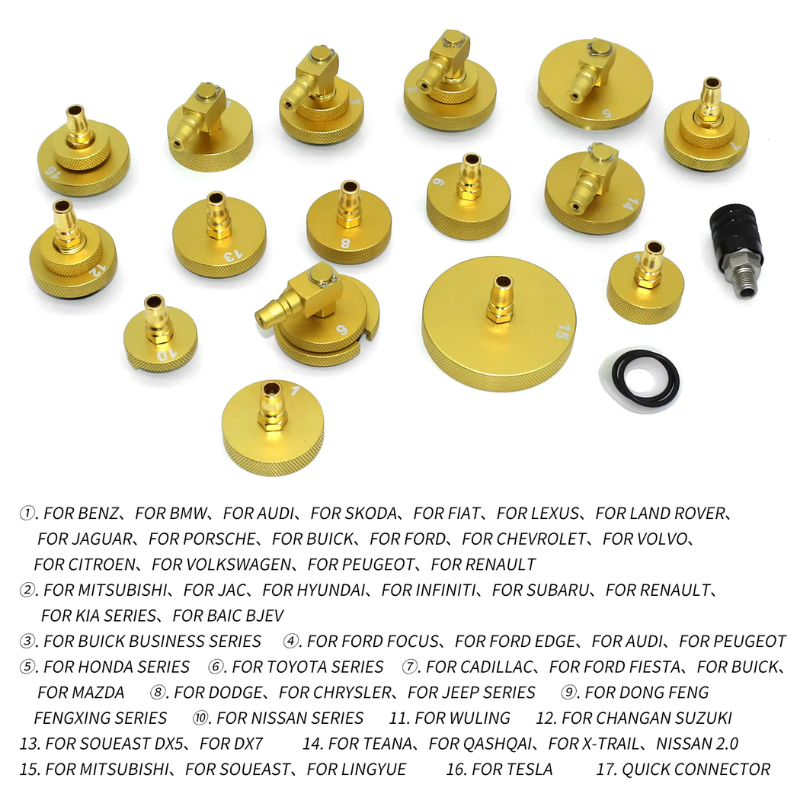 16 Parça Fren Hidrolik Yağ Değişim Cihazı Kapak Seti