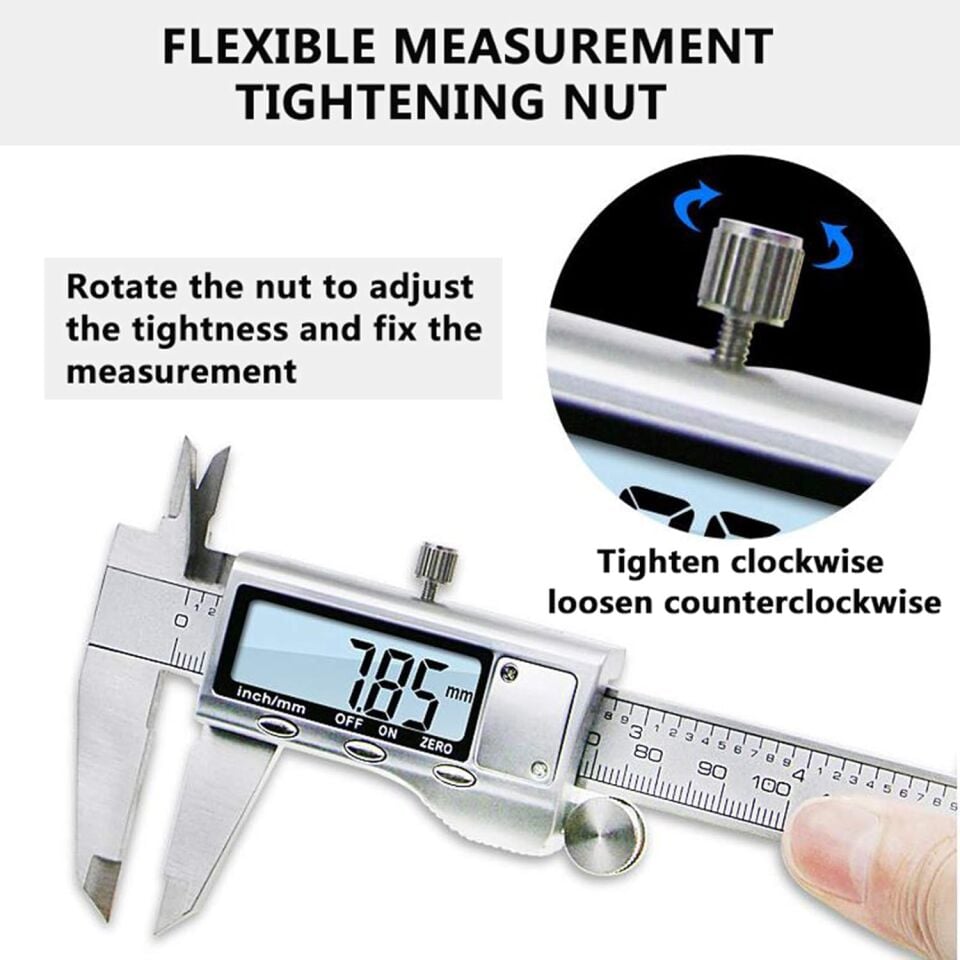 Dijital Paslanmaz Çelik Elektronik Hassas Kumpas (150 X 0,01mm) Plastik Kutulu