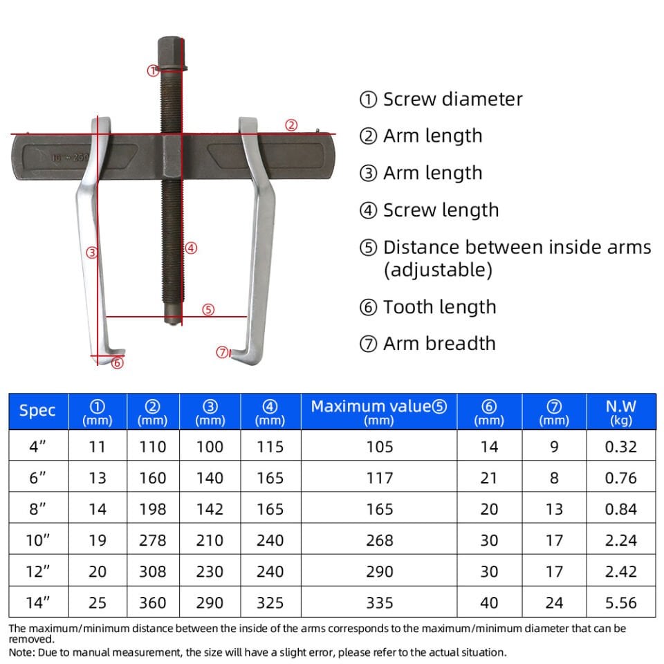 Raylı İki Ayaklı Rulman Çektirme 6 İnç 150 mm Dövme Çelik