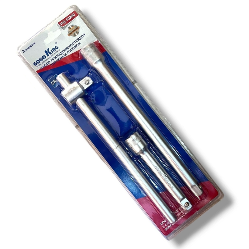 GOOD KİNG 3 Parça 1/2'' T Kol ve Ara Uzatma Kolu Seti (250mm T Kol - 250mm ve 125mm Ara Uzatma Kolu)