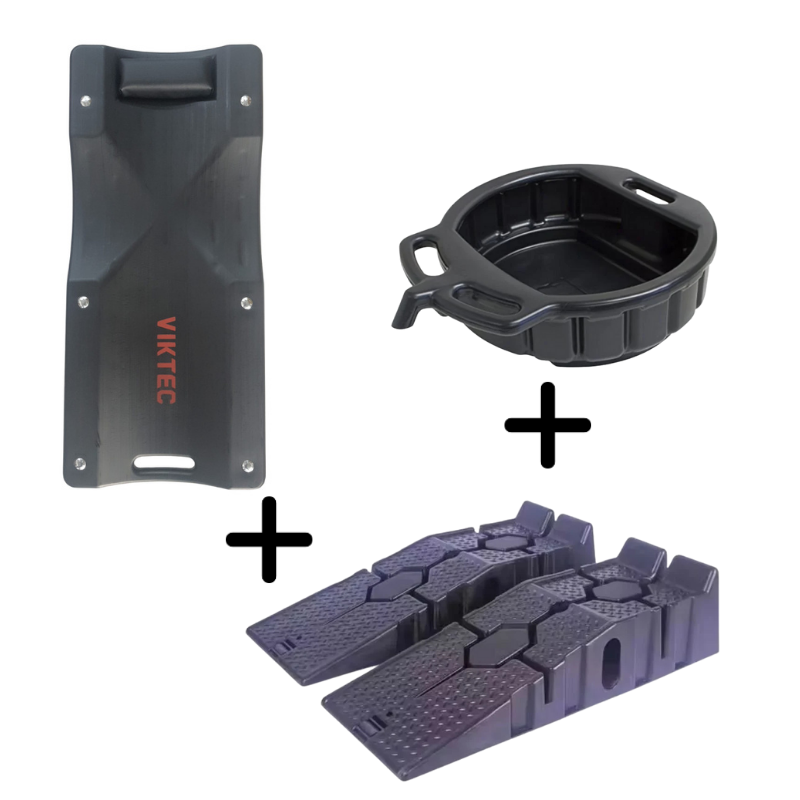 3 Lü Araç Bakım Seti (2 Adet Rampa + Yağ Toplama Leğeni + Tamirci Kızağı)