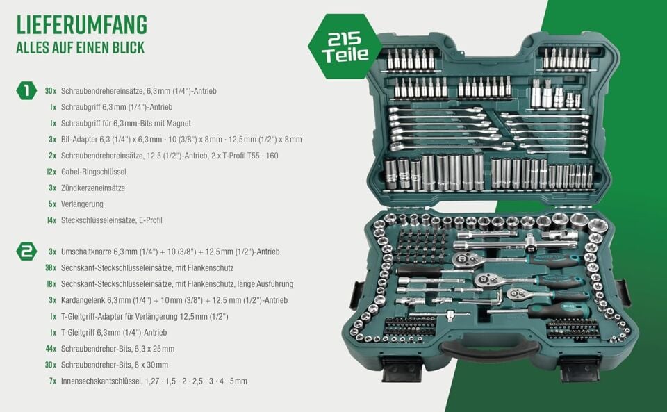 Brüder Mannesmann 215 Parça Profesyonel Lokma Takımı (Orjinal Alman Malı)