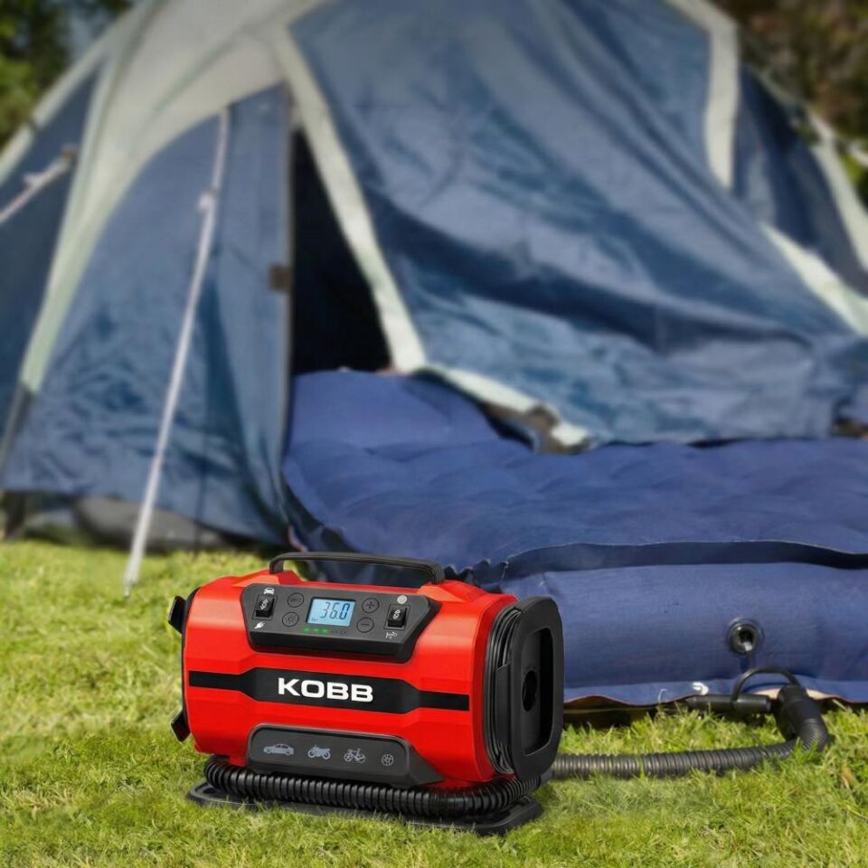 KOBB KB301 12Volt 220Volt 150 PSI Ayarlanabilir Dijital Basınç Göstergeli Lastik ve Yatak Şişirme Pompası