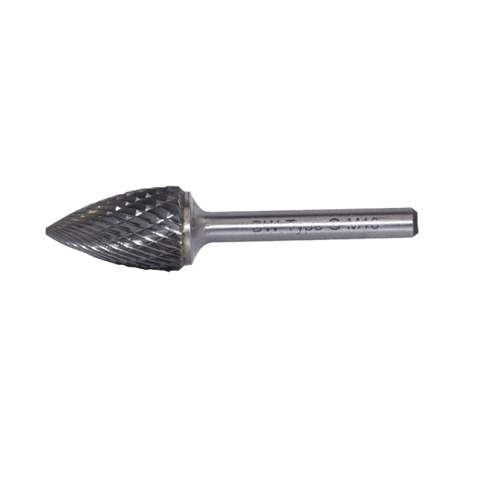 10 - 6 mm G Tipi 6 mm Saplı Sivri Kavisli Karbür Kalıpçı Freze DWFG10