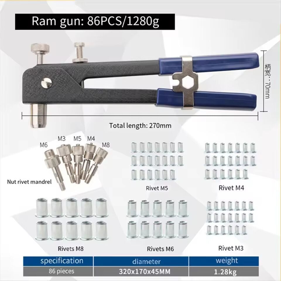 86 Parça Somun Perçin Tabancası Seti (M3-M4-M5-M6-M8)