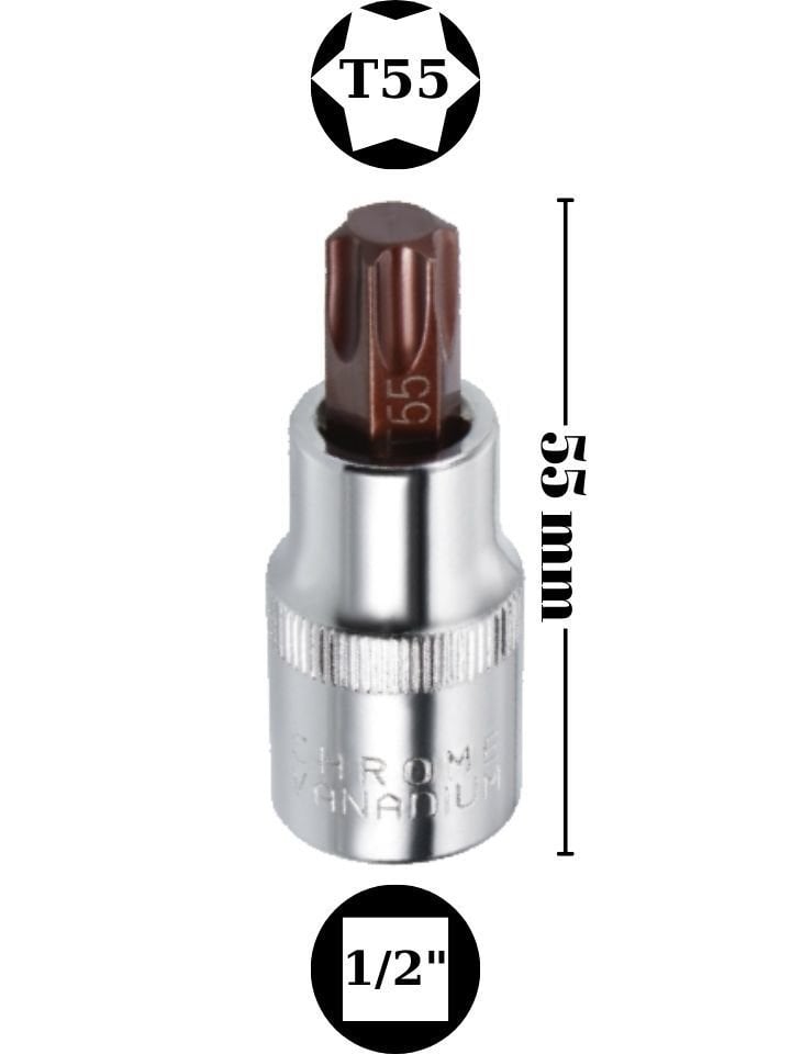 1/2'' T55 Torx Lokma Kısa NCT12T55S