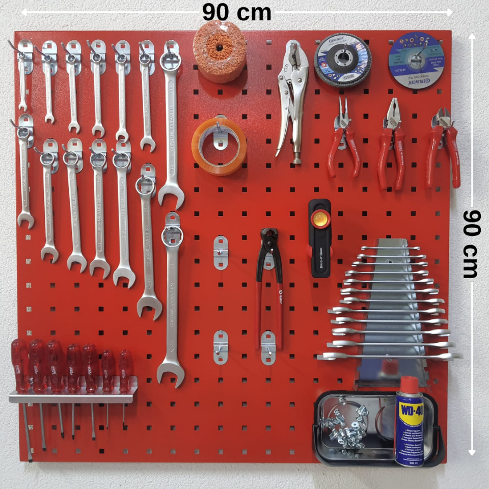 90 cm Metal Askı Panosu ve Kanca + Tornavidalık + Anahtarlık Seti