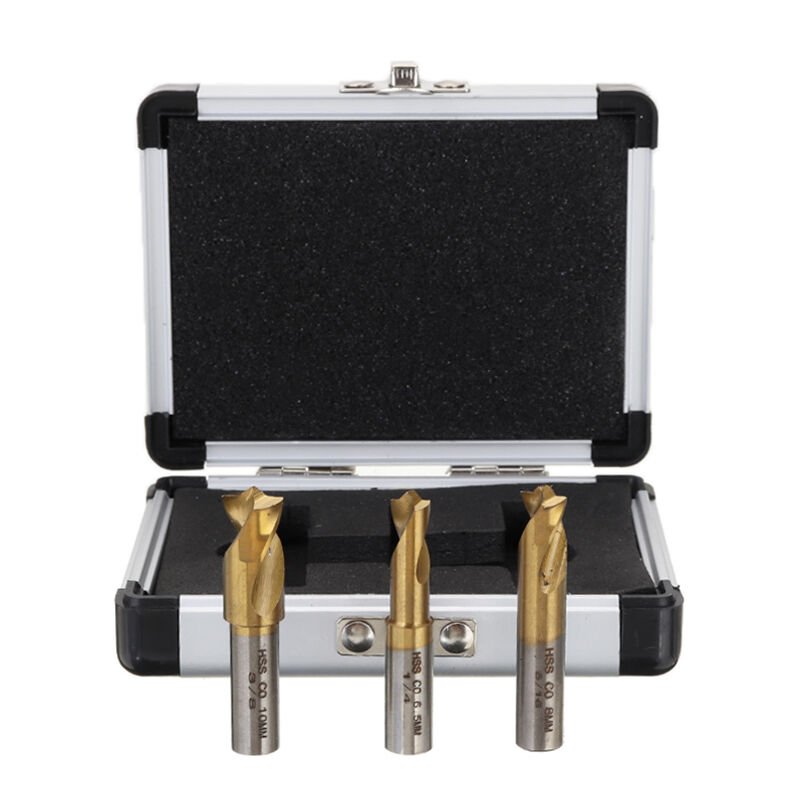 3 Parça 6.5mm 8mm 10mm HSS Kobalt Punta Çürütme Ucu Seti (Titanyum Kaplama)