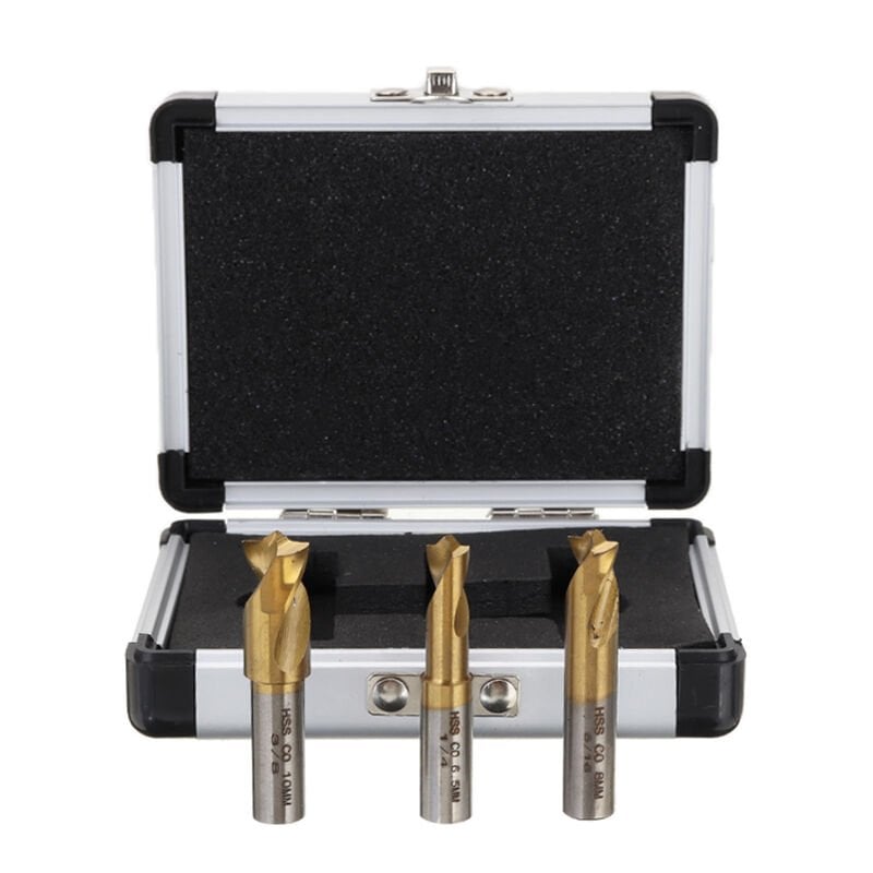 3 Parça 6.5mm 8mm 10mm HSS Kobalt Punta Çürütme Ucu Seti (Titanyum Kaplama)