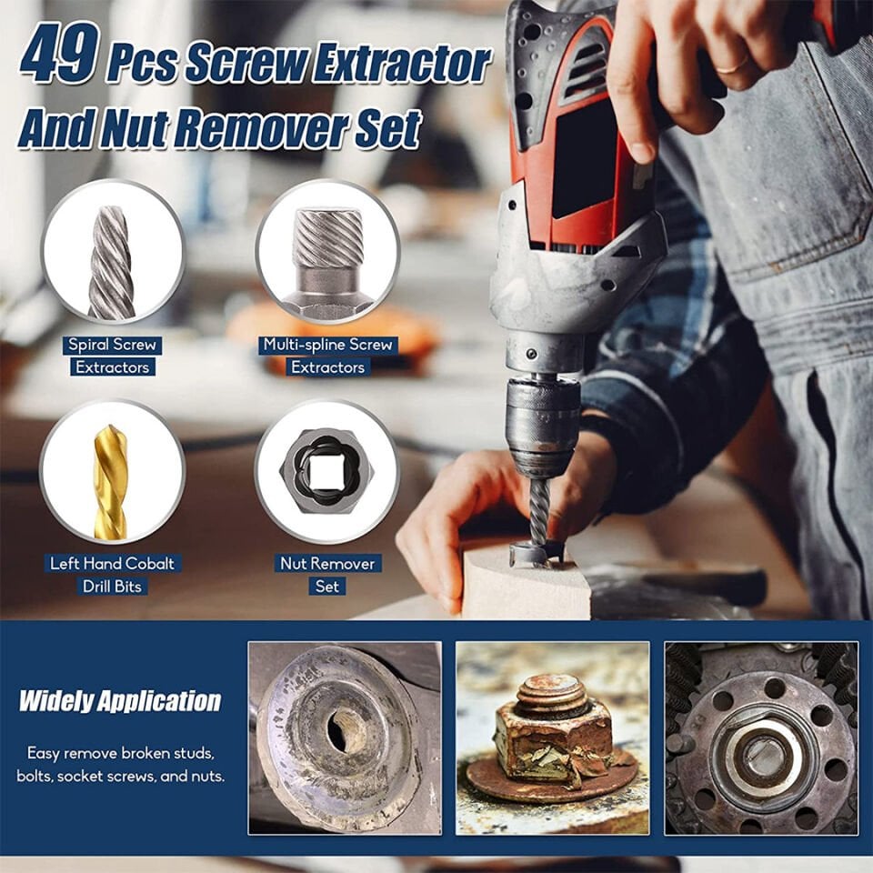 49 Parça Yalama Somun ve Bozuk Cıvata Sökme Seti