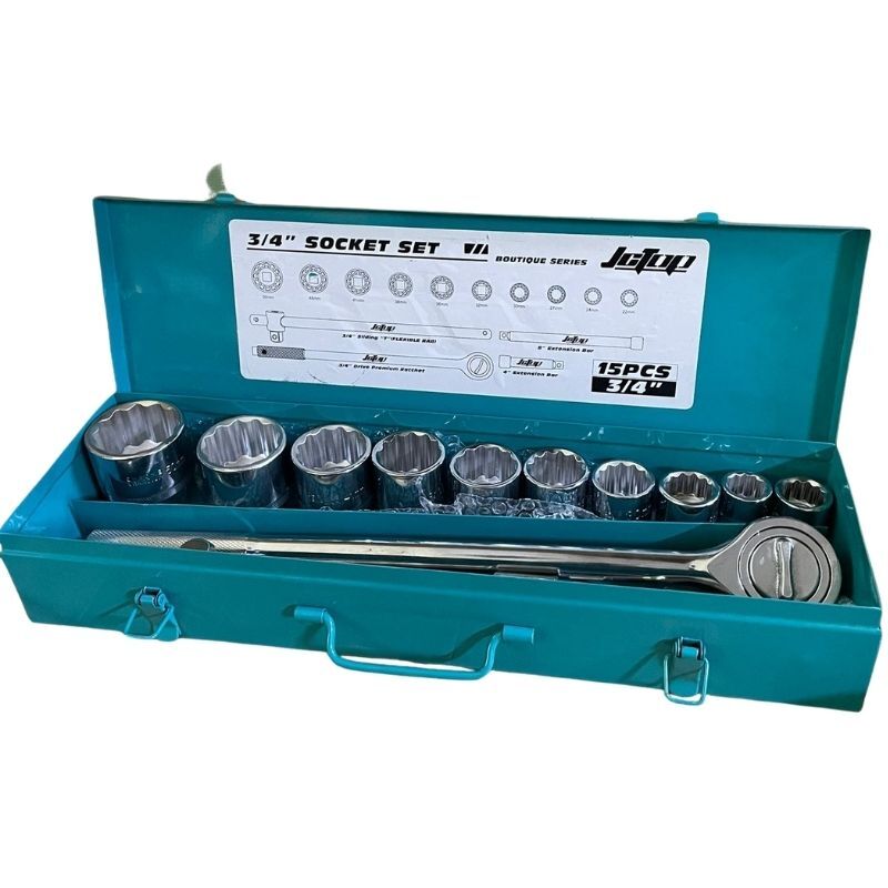 3/4'' Ağır Lokma Takımı 12 Köşeli Yıldız 15 Parça Krom Vanadyum Çelik