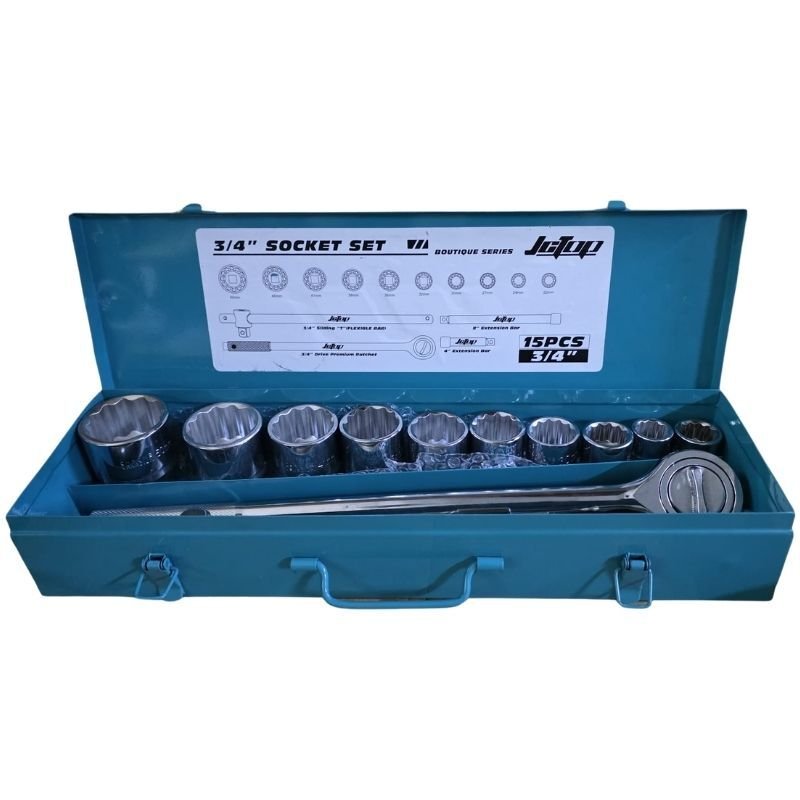 3/4'' Ağır Lokma Takımı 12 Köşeli Yıldız 15 Parça Krom Vanadyum Çelik