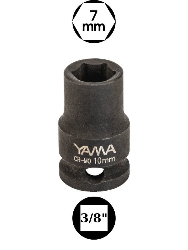 7 mm Havalı Kısa Lokma 3/8'' YAHLM3807