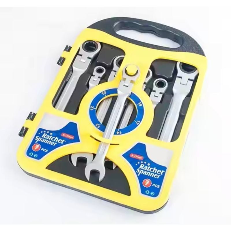 7 Parça Mafsallı Cırcır Anahtar Takımı (8mm - 10mm - 12mm - 13mm - 14mm - 17mm - 19mm)