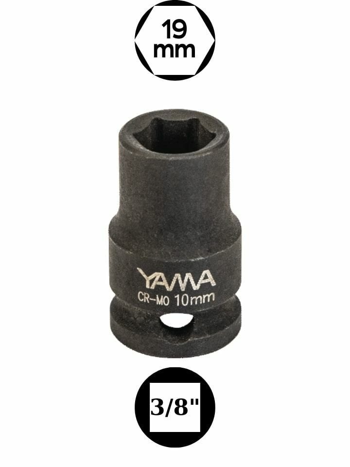 19 mm Havalı Kısa Lokma 3/8'' YAHLM3819