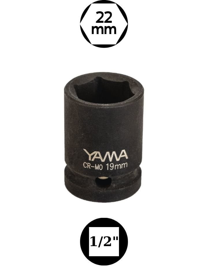 22 mm Havalı Kısa Lokma 1/2'' YAHLM1222